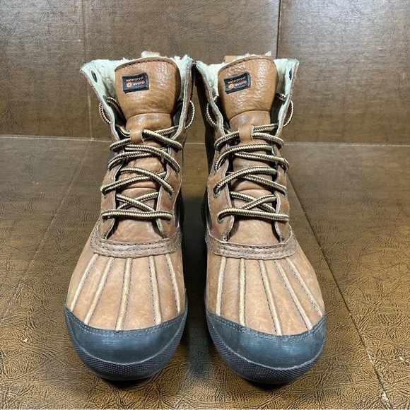 Ugg Goldeneye Duck Boots 2 Tone Brown Leather Shoes Event Waterproof, size 6 - Picture 2 of 10